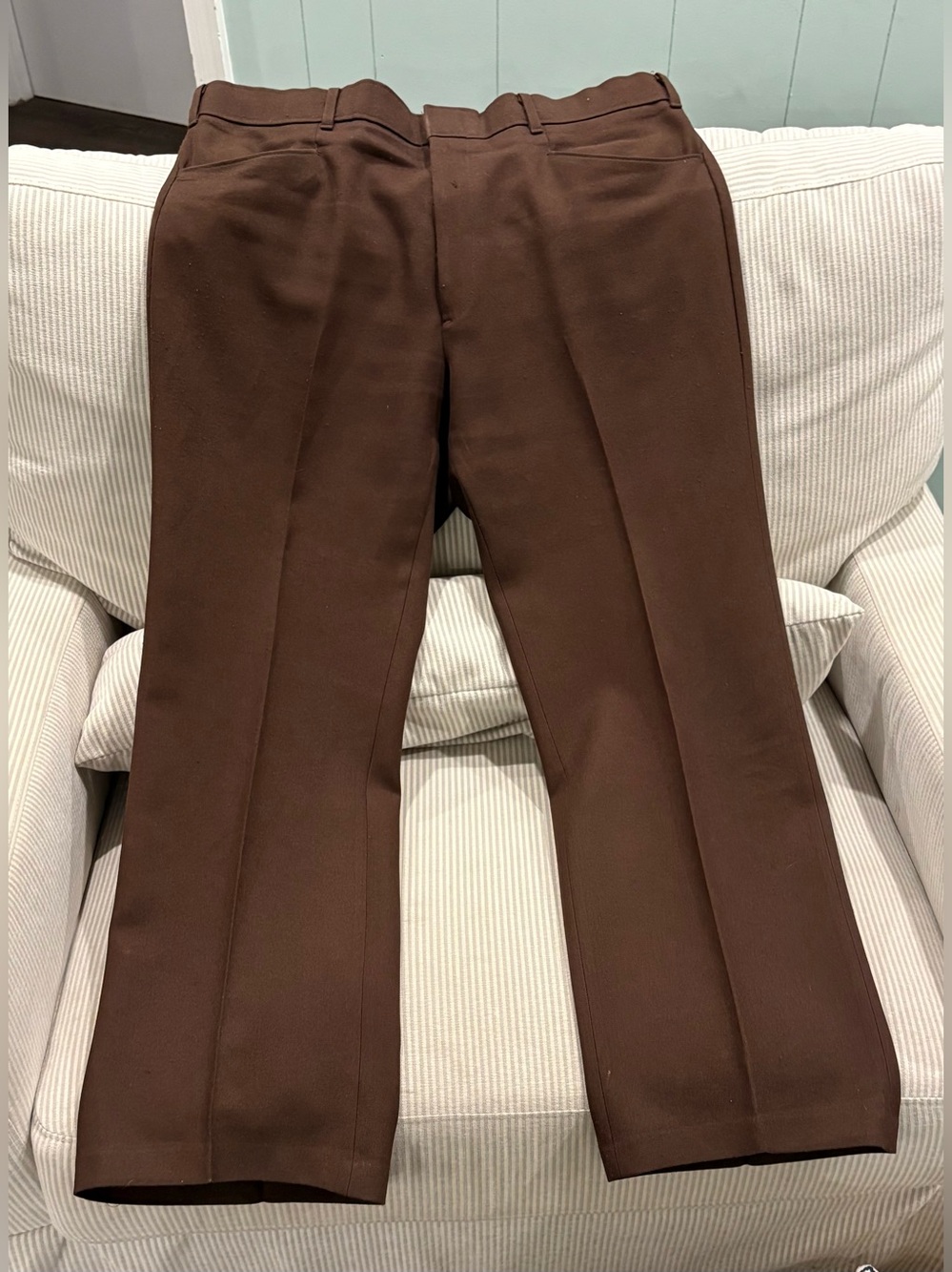 Vtg 70s 80s Levi's Menswear Action Slacks Sta-Prest Brown Pants Trousers 38 x 30